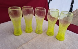 Retro rare yellow glass vase cracked beautiful veil glass veil karcagi berek bath glass