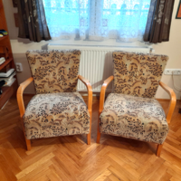 Antique retro armchairs reupholstered and refurbished from the 60s