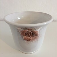 Glazed floral ceramic pot