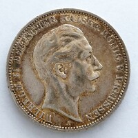 1911 A. Poroszország II. Vilmos ezüst 3 Márka  (No: 23/236.)
