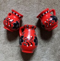 Hand painted red ceramic jugs
