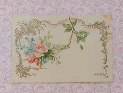 Régi képeslap 1900 levelezőlap rózsa nefelejcs