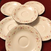 Pagoda porcelain small plate set, 6 pieces with small flowers