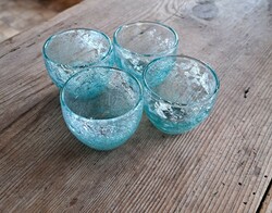 Retro ritka türkisz pohár poharak repesztett Gyönyörű  Fátyolüveg fátyol karcagi berekfürdői üveg