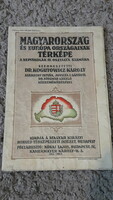 Horthy era, large - Hungary map, irredenta 2 pages