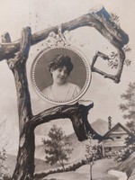 Old postcard 1904 photo postcard lady