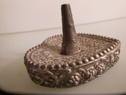 GYERTYATARTÓ - AJÁNLATOT VÁROK - EZÜSTÖZÖTT - 8 x 8 x 5,5 cm - RÉGI - NEHÉZ - TÖMÖR