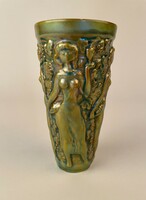 Zsolnay eozin porcelán szüretelő pohár
