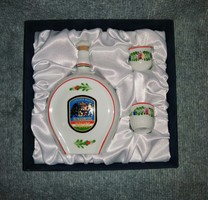 Hollóház porcelain police police csongrád county bottle with brandy set in gift box