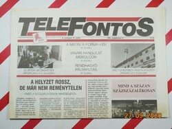 Old retro newspaper - telephone - 1992. September 4. - For birthday