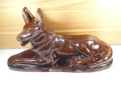 Retro régi jelzett kerámia kutya kutyus Hévíz emlék szuvenír 1971 figura szobor
