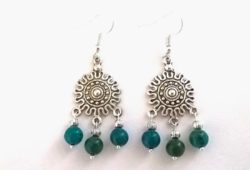 Chrysocolla mineral earrings, semi-precious stone earrings