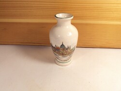 Retro old marked painted ceramic vase Budapest souvenir from the 1970s