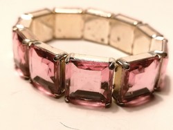 Old pink rhinestone bracelet (866)