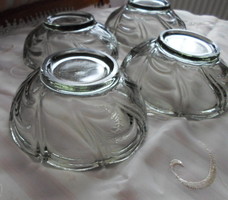 Retro / vintage, füstszínű vastag üveg tálka, csavart mintával (salátás, kompótos)