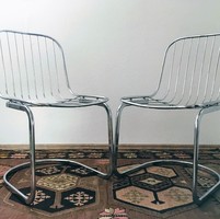 Mid-century csővázas krómozott székek (2 db) Rinaldi tervezés