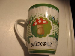 Lucky mushroom, glückspilz mug with ladybug and butterfly