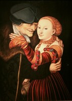 Cranach - the old man in love - canvas reprint