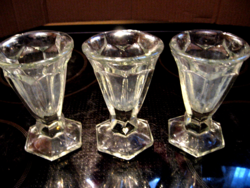 Bieder vastag falú talpas ibolyás váza, pálinkás pohár ,6 szögletű