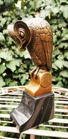 Különleges art deco bagoly - bronz szobor műalkotás