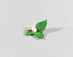 Herend, rooster on leaf, hand-painted porcelain figure and menu holder, perfect! (I213)