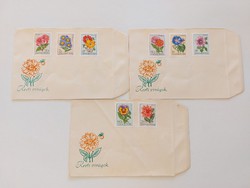 Old stamp envelope with garden flowers 3 pcs