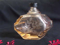 Art deco pumpás csiszolt parfümös díszüveg palack parfümszóró üveg tégely hiányos
