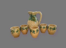 Retro, kukoricás kerámia boros készlet