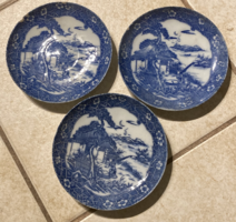Kék fehér régi kínai jelzett porcelán tányér pár
