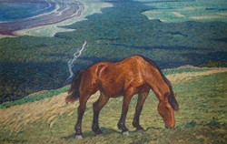Nils kreuger - grazing horse - reprint