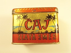 Retro Czechoslovak tea tea metal box tin box - caj zlata smes - 1970s