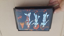 Vintage Japanese jewelry box lacquered wooden jewelry box with shell inlay