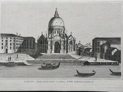 Velence St.Mária egészséges templom Eredeti acelmetszet ca.1843