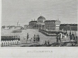 Military Academy Paris?. Original woodcut ca. 1843