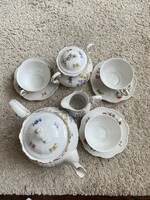 Zsolnay baroque floral white tea set