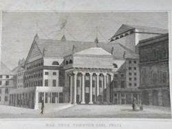 Carl felix new theater. Original woodcut ca. 1843