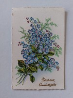 Old postcard with flowers, forget-me-not