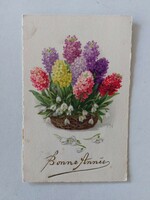 Old floral postcard 1930 postcard hyacinth snow flower