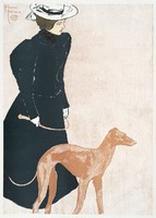 Edward penfield - woman with greyhound - reprint
