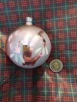 Old Russian Christmas tree ornament sphere with snowdrops
