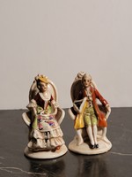 Altwien porcelán barokk figurapár 7cm -- Trónszéken ülő Férfi Nő Figura Pár Alt Wien Mini Kis Méretű