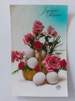 Old Easter postcard postcard rose eggs in basket