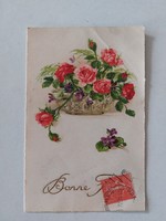 Old floral postcard postcard violet rose in basket