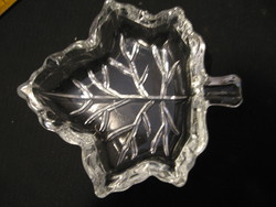 Leaf shape crystal glass ashtray