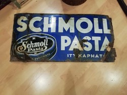 Schmoll paste enamel board, damaged true but rare collector's enamel board, large size shoe paste advertisement