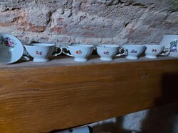 Akciós Német porcelán teás kávés készlet virágos aranyozott minta