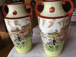 Csodás váza párban, japán, gésás,  28 cm-es