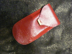 Retro red-black leather, new. Glasses holder, case, pen holder
