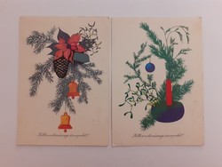 Old postcard Christmas style postcard with fir branch 2 pcs