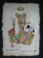 Ef Zámbó István: Mechanikus Ikon, 2009, Egyedi beavatkozású print (Ebp), merített papír, jelzett